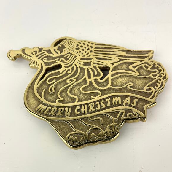 Virginia Metalcrafters Brass Christmas Angel Trivet - Picture 1 of 7